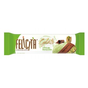 牛奶巧克力FELICIT GELATO CITT德尔Pistacchio塞满了散装开心果口味的冰淇淋
